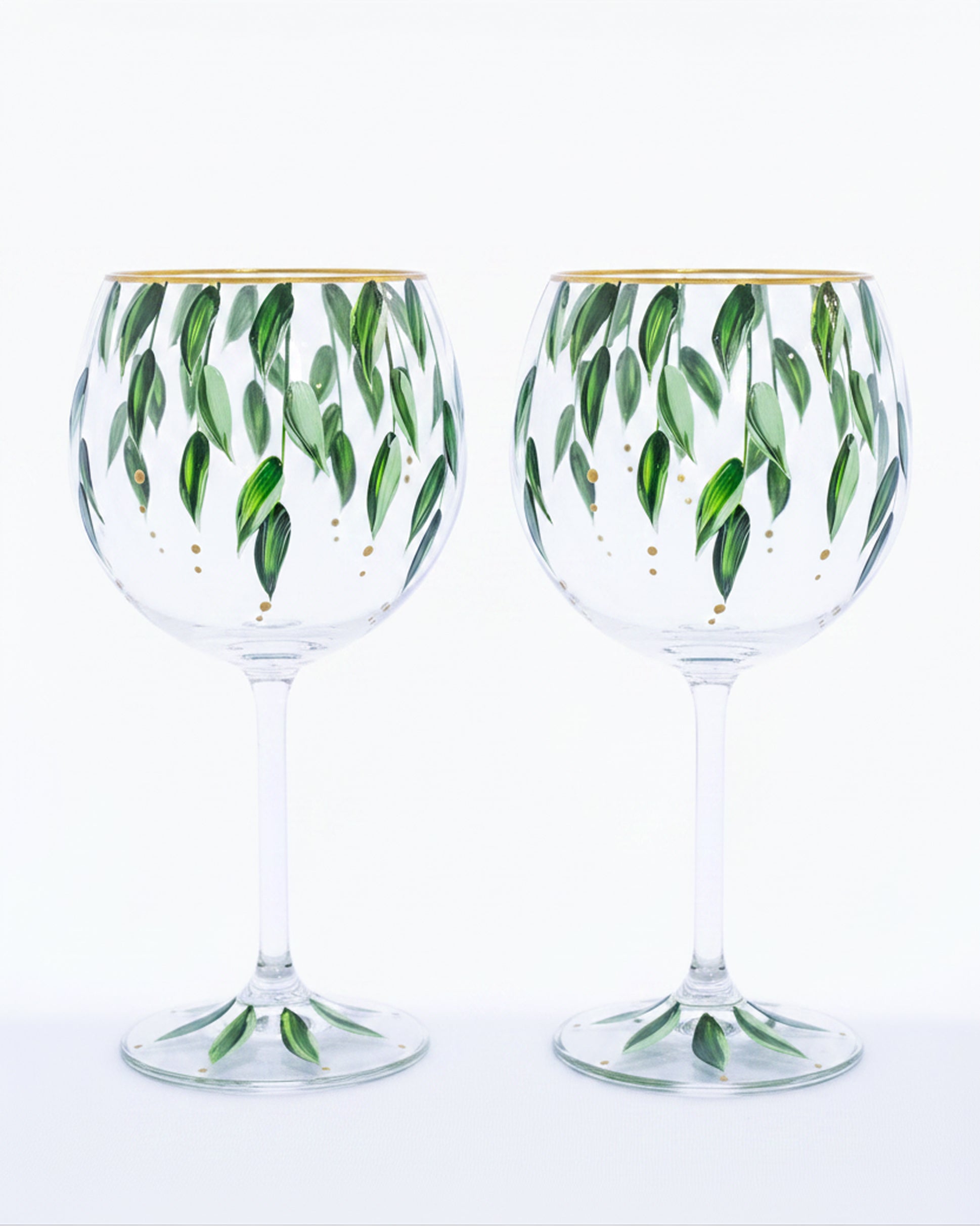 Kit Duas Taças de Gin Plumas Verde