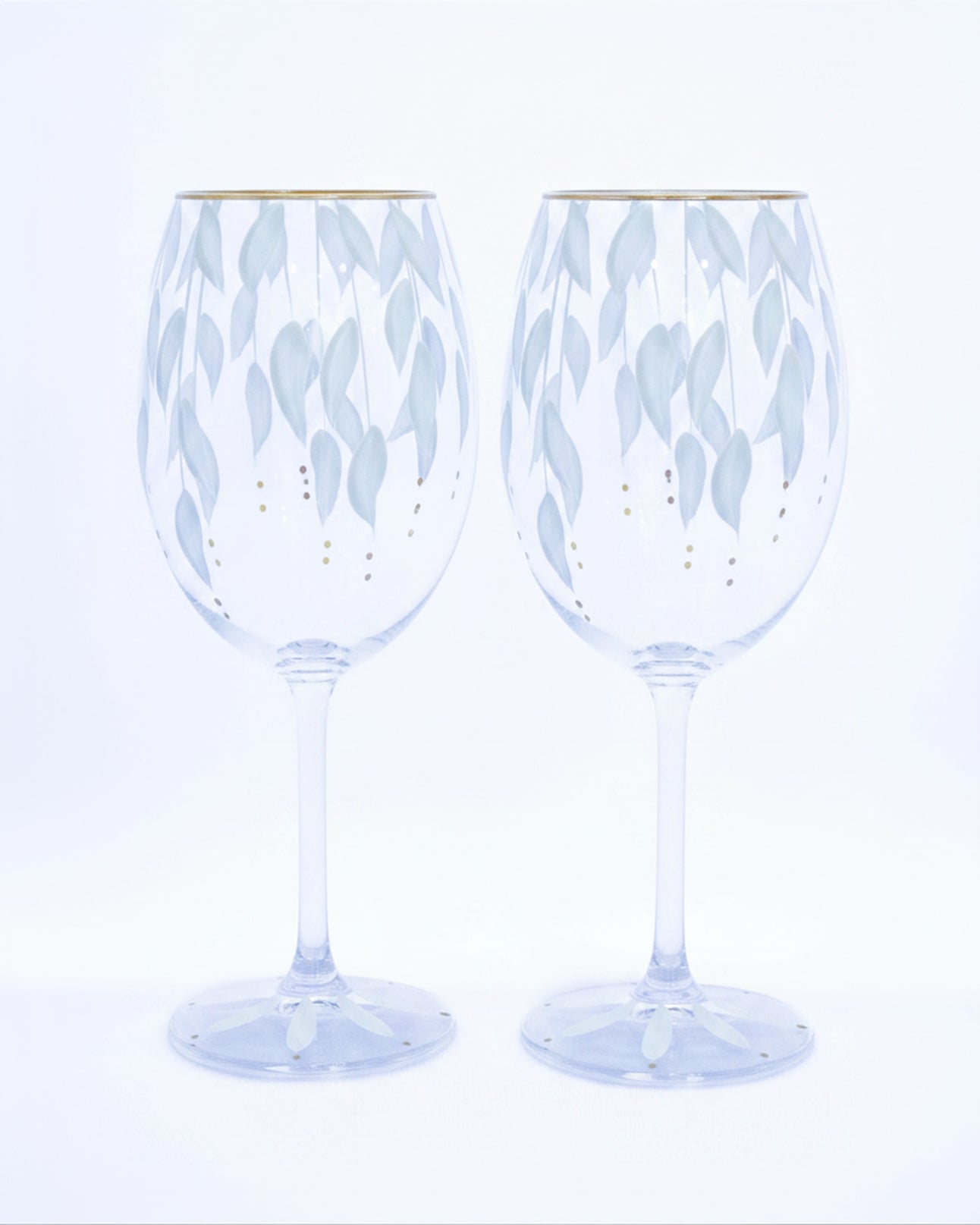 Kit Duas Taças de Vinho Plumas Branco