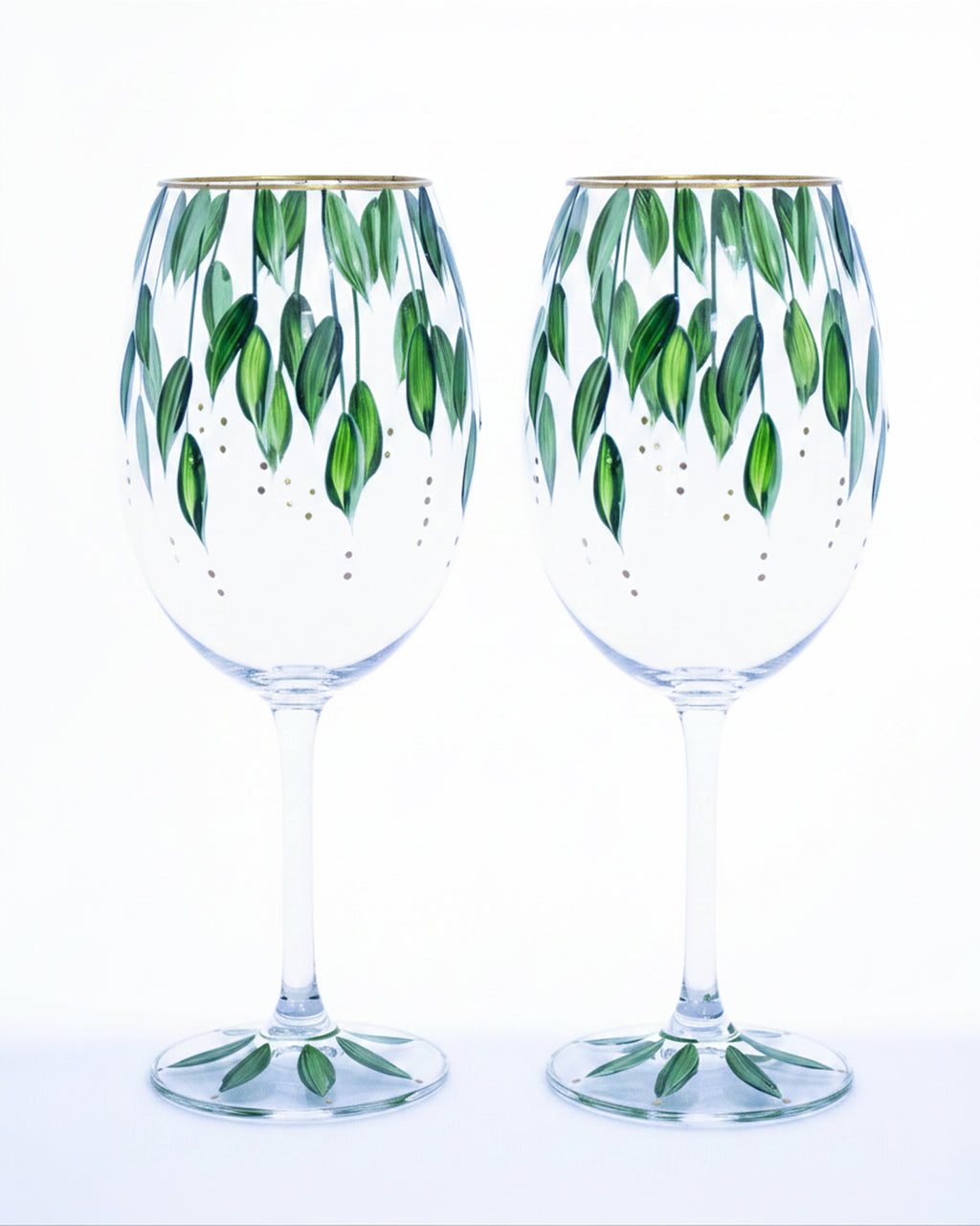 Kit Duas Taças de Vinho Plumas Verde
