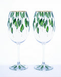 Kit Duas Taças de Vinho Plumas Verde