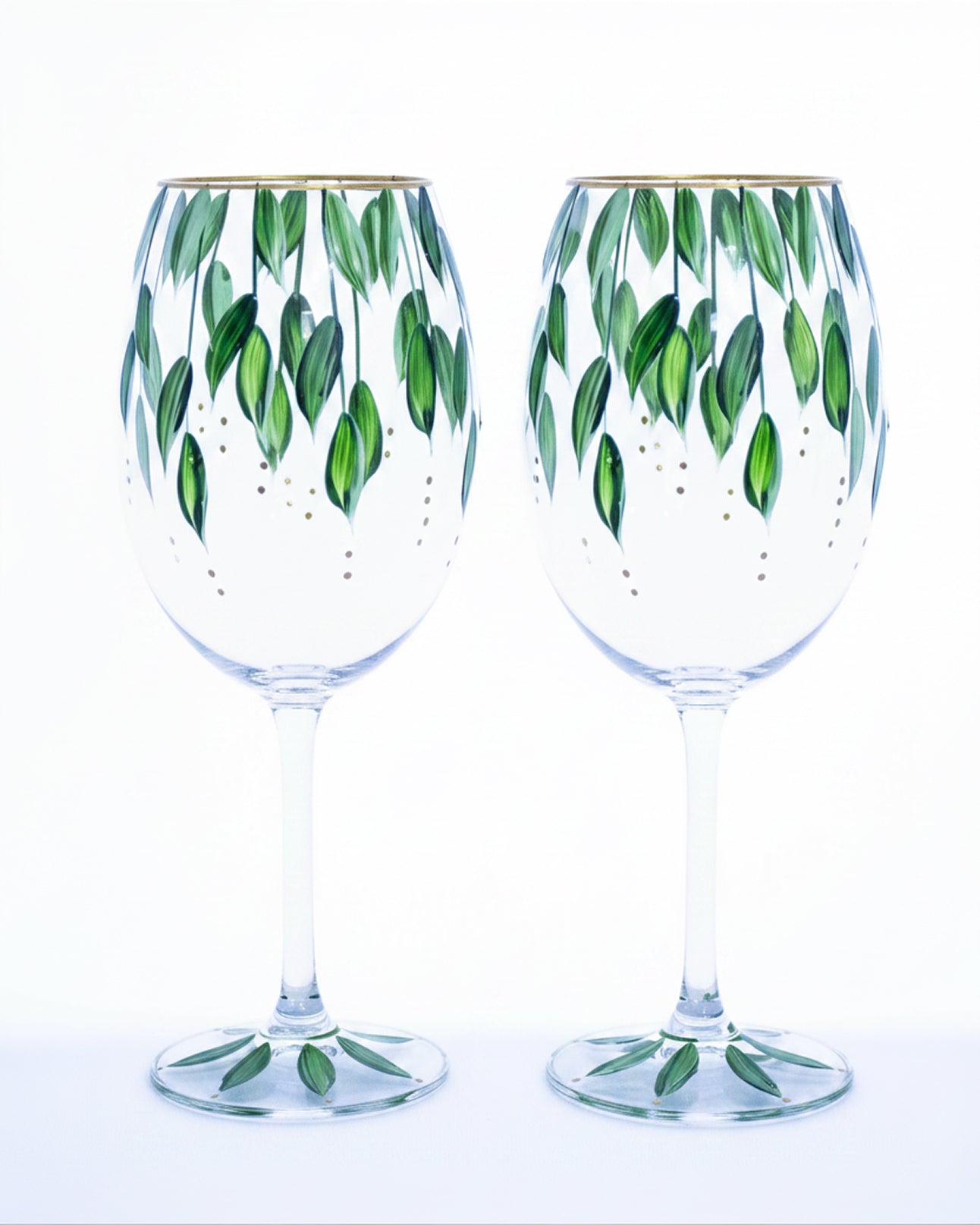 Kit Duas Taças de Vinho Plumas Verde
