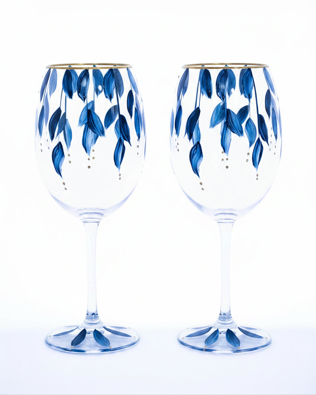 Kit Duas Taças de Vinho Plumas Azul