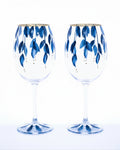 Kit Duas Taças de Vinho Plumas Azul