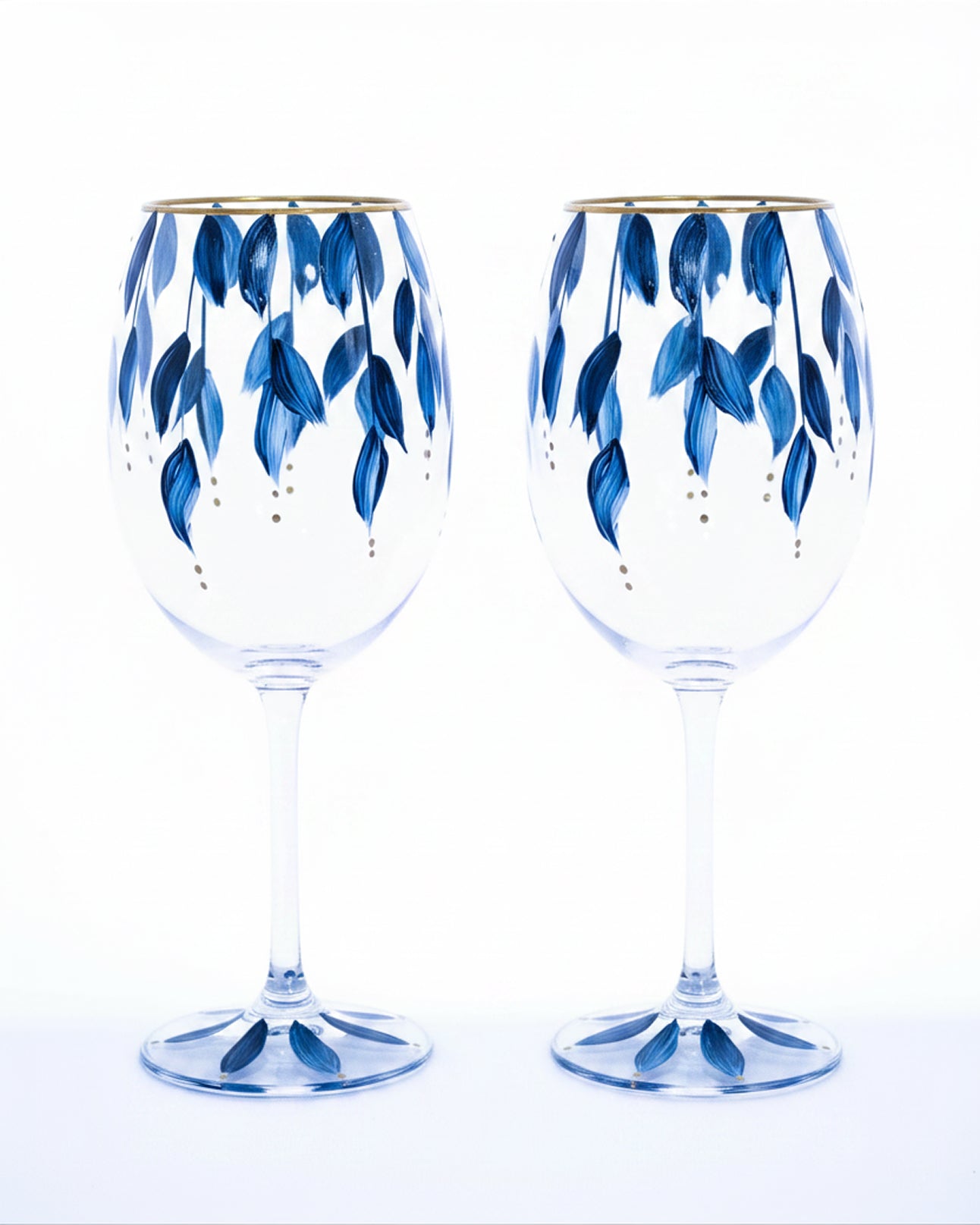 Kit Duas Taças de Vinho Plumas Azul