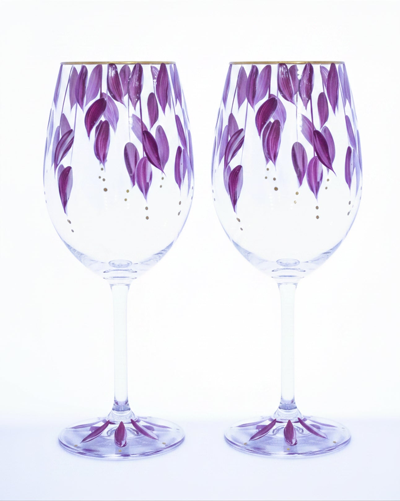 Kit Duas Taças de Vinho Plumas Rosa