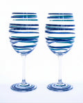 Kit Duas Taças de Vinho Listras Azul
