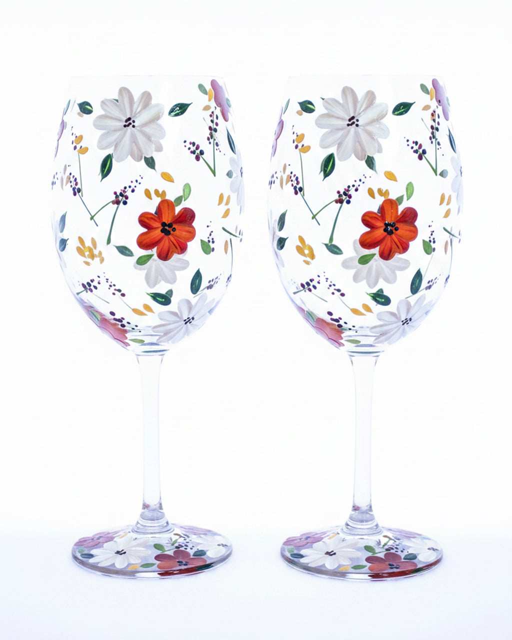 Kit Duas Taças de Vinho Flores do Campo