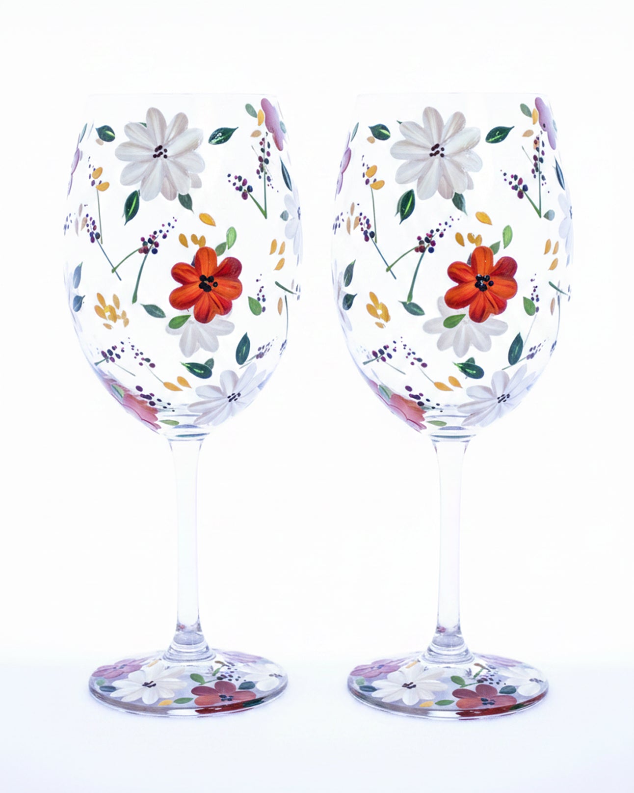 Kit Duas Taças de Vinho Flores do Campo