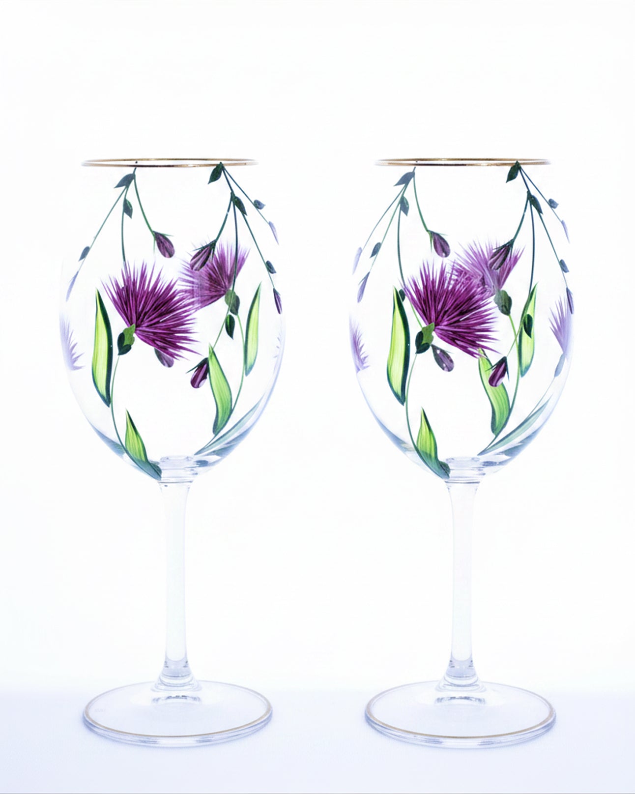 Kit Duas Taças de Vinho Flores de Cardo