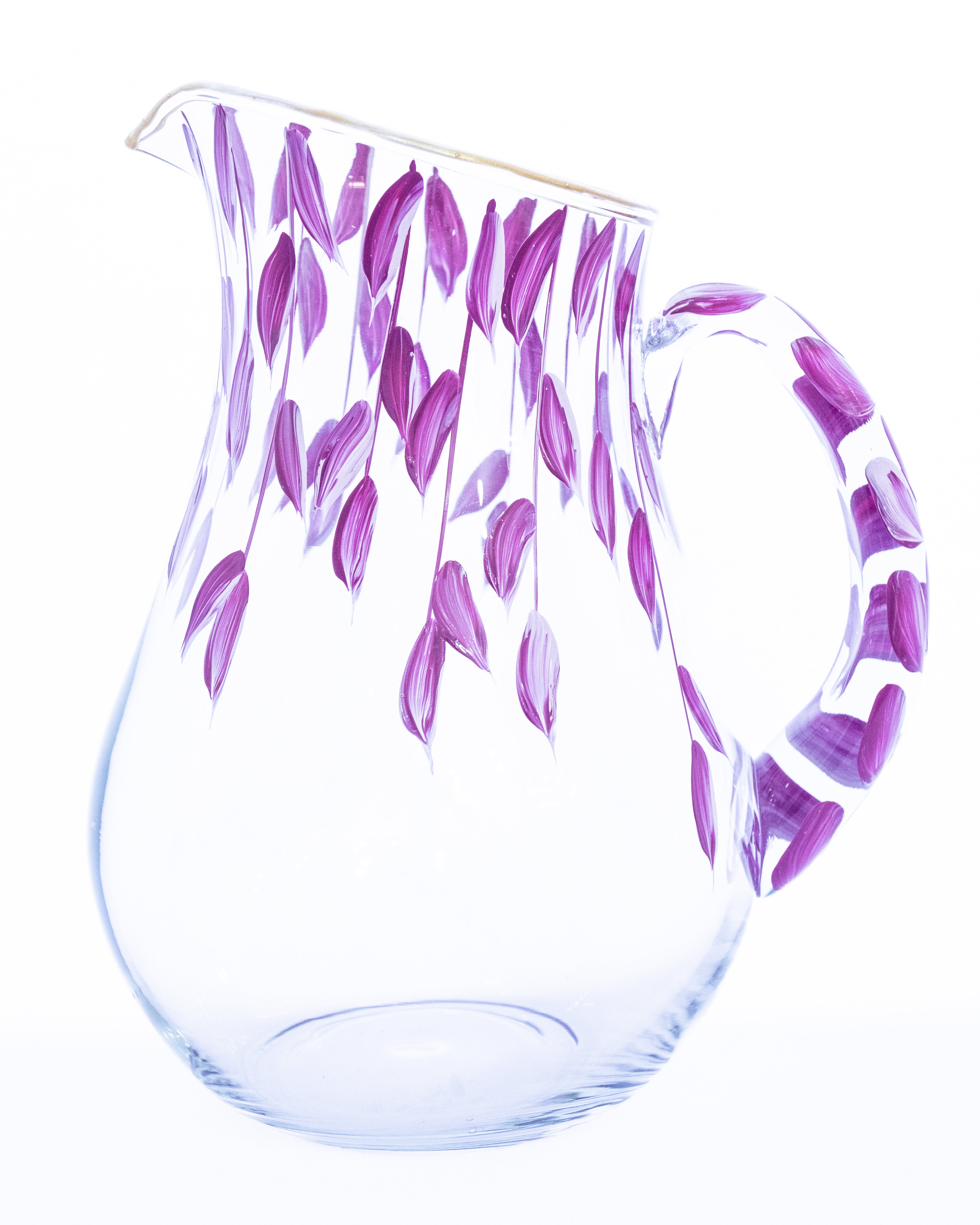 Jarra de Vidro Plumas Rosa