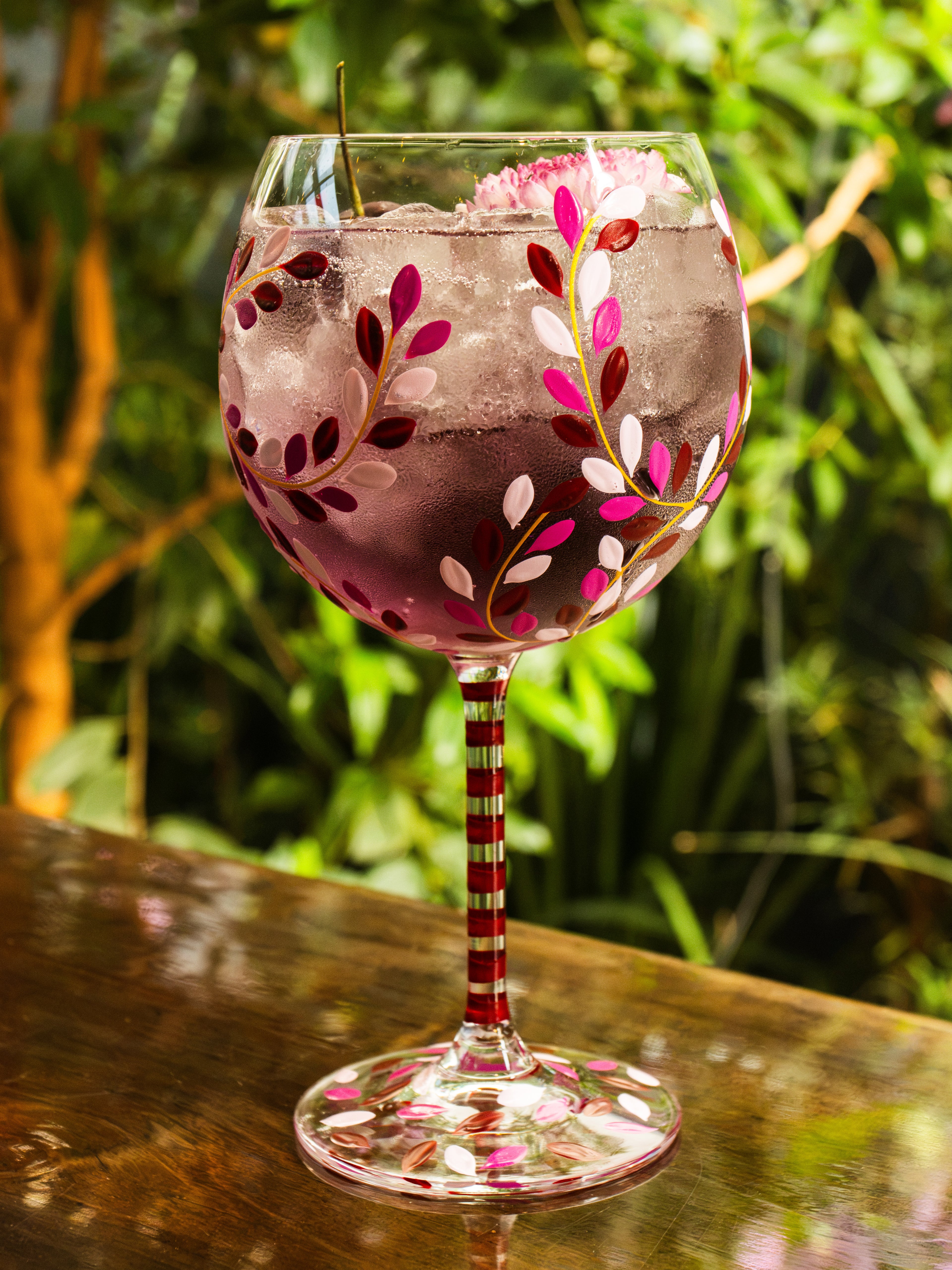 Kit Duas Taças de Gin Folhas Rosa