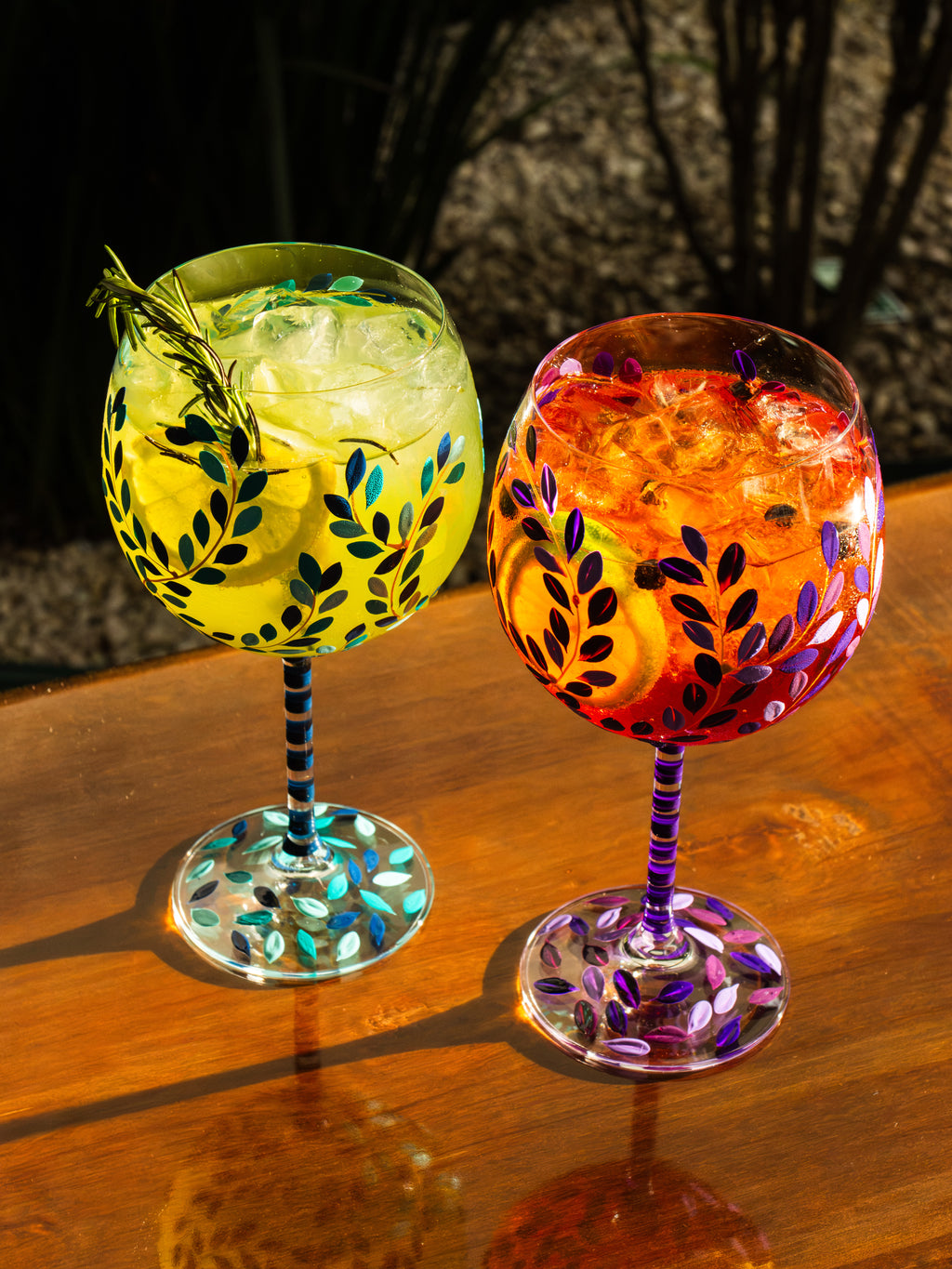 Kit Duas Taças de Gin Folhas Azul