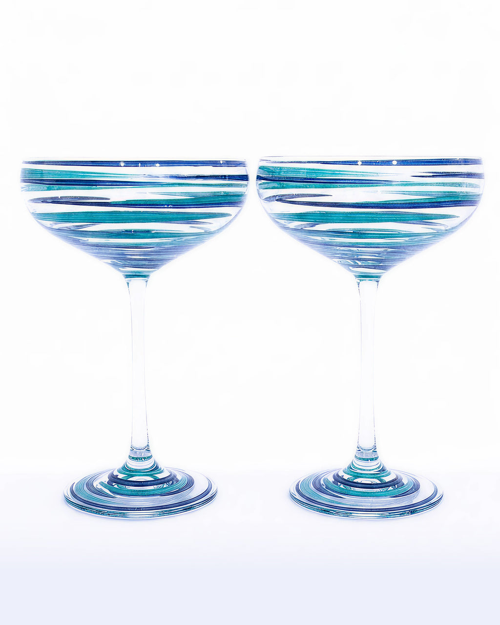 Kit Duas Taças De Espumante Listras Azul