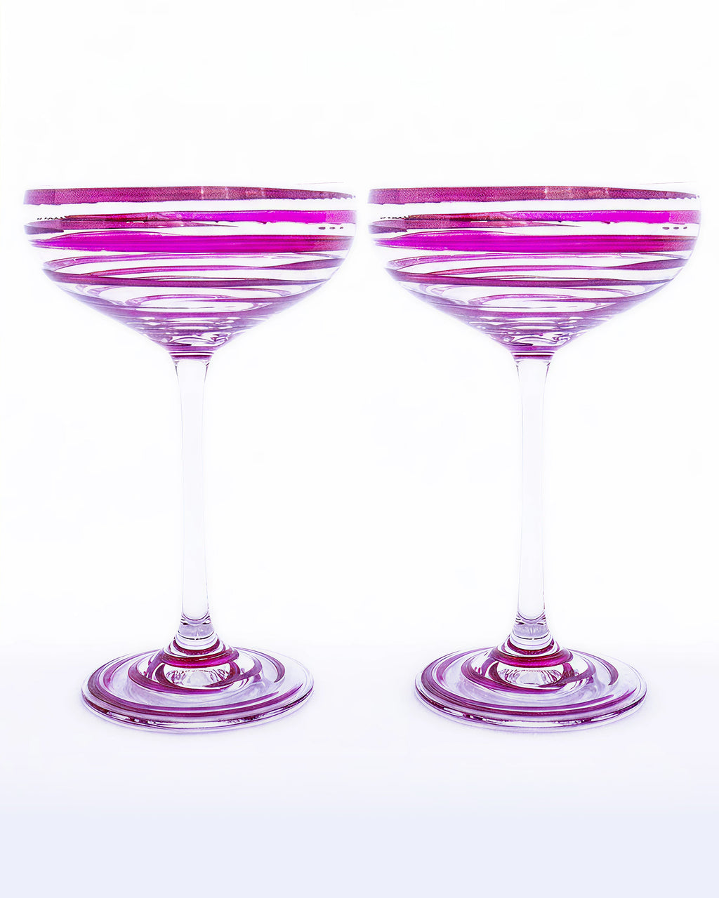 Kit Duas Taças De Espumante Listras Rosa