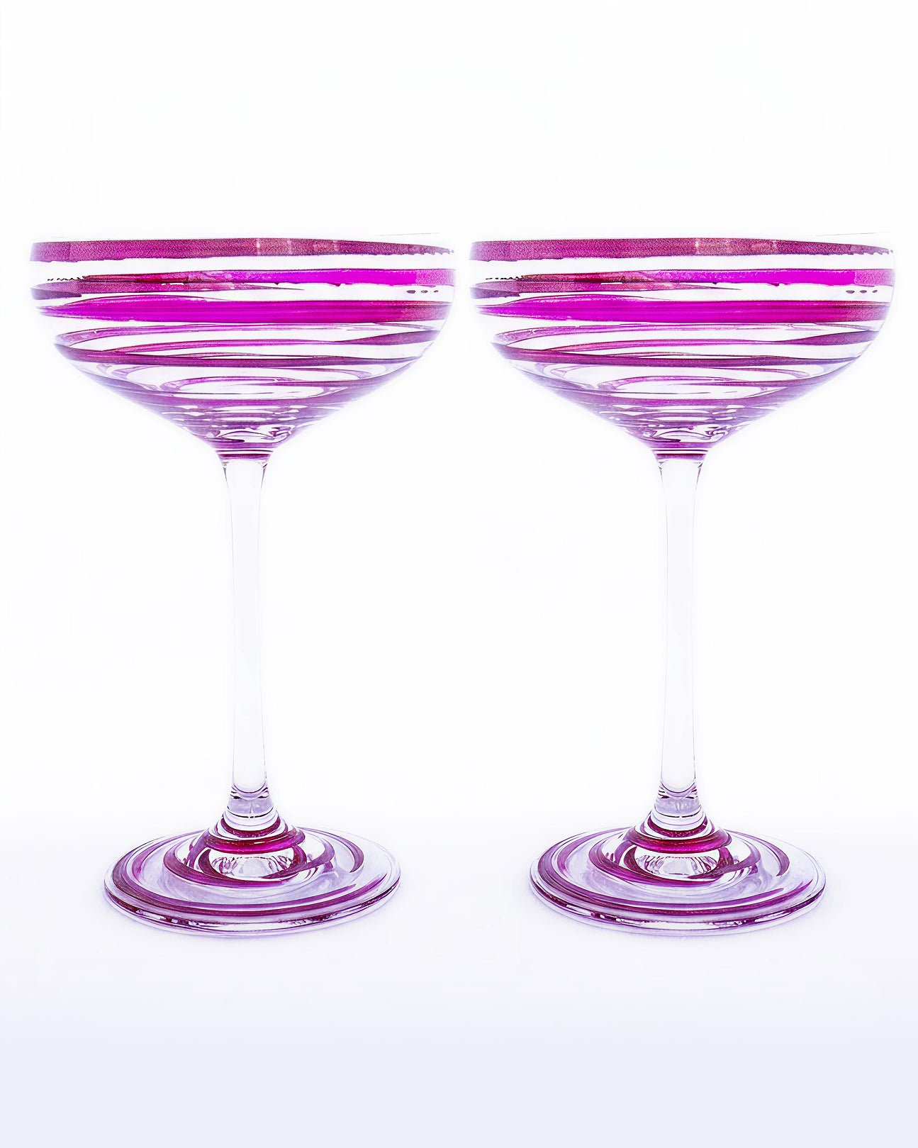 Kit Duas Taças De Espumante Listras Rosa