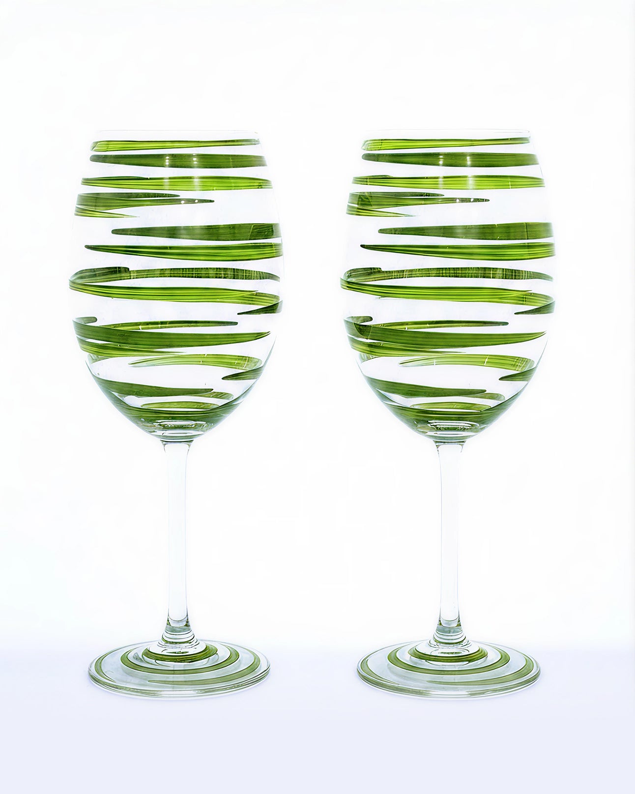 Kit Duas Taças de Vinho Listras Verde